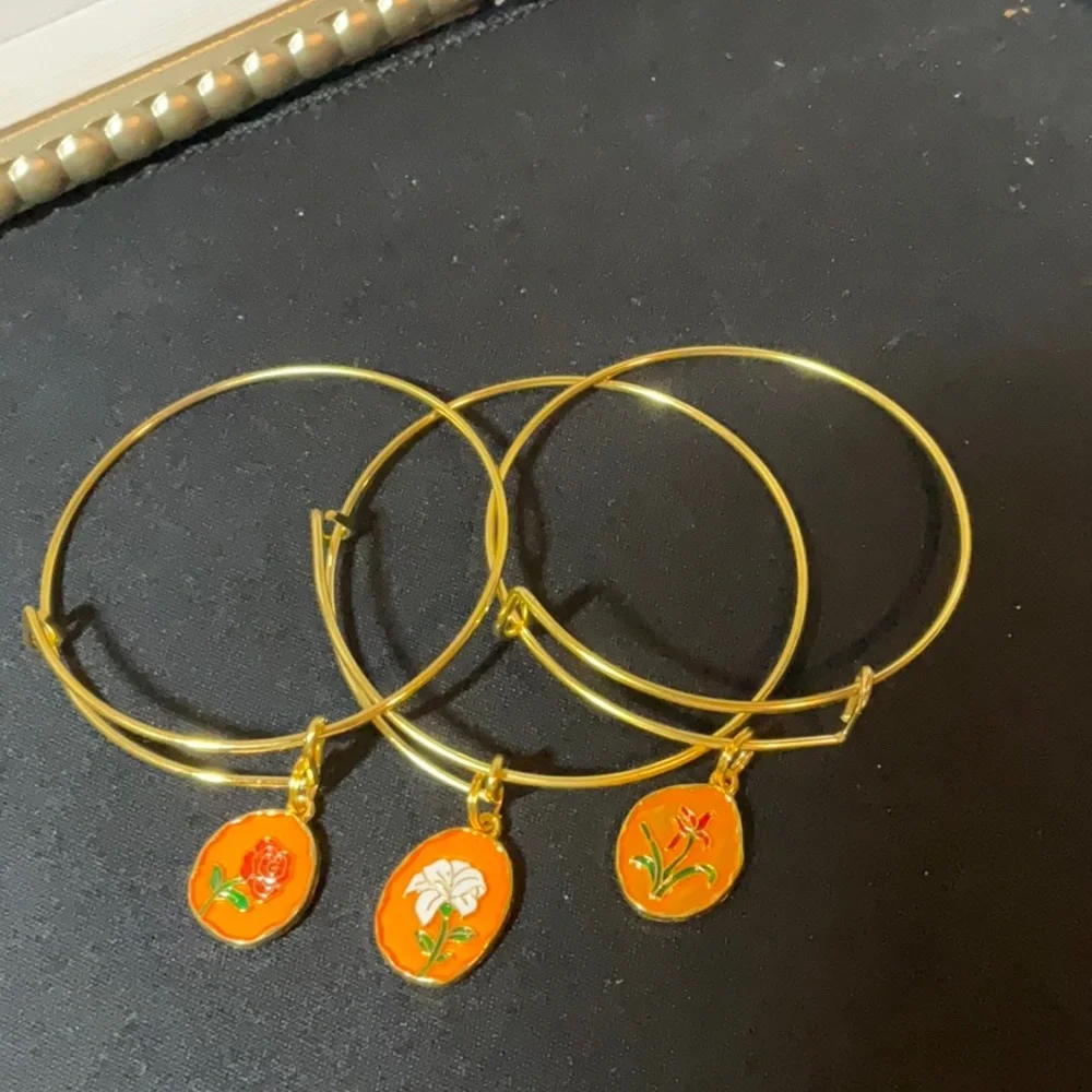 3pc Gold Charm Bracelet Set Handmade - Picture 2 of 3